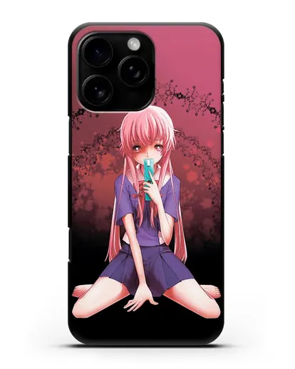 Чехол аниме Дневник Будущего - Юно с телефоном силиконовый для iPhone 16 Pro Max