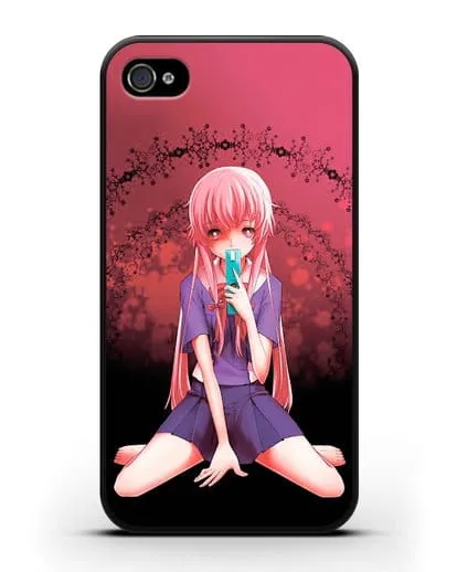 Чехол аниме Дневник Будущего - Юно с телефоном силиконовый для iPhone 4/4s