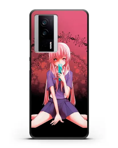 Чехол аниме Дневник Будущего - Юно с телефоном силиконовый для Xiaomi Poco F5 Pro