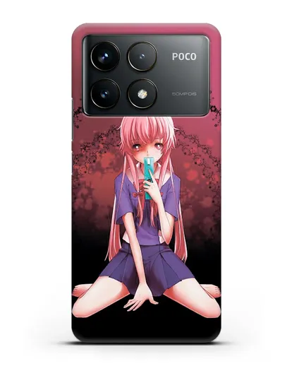 Чехол аниме Дневник Будущего - Юно с телефоном силиконовый для Xiaomi Poco F6 Pro