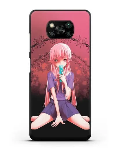 Чехол аниме Дневник Будущего - Юно с телефоном силиконовый для Xiaomi Poco X3 Pro