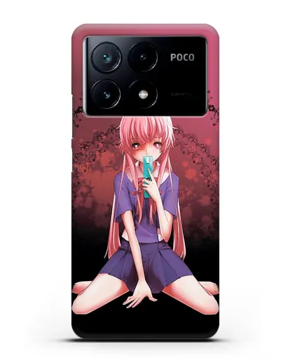 Чехол аниме Дневник Будущего - Юно с телефоном силиконовый для Xiaomi Poco X6 Pro