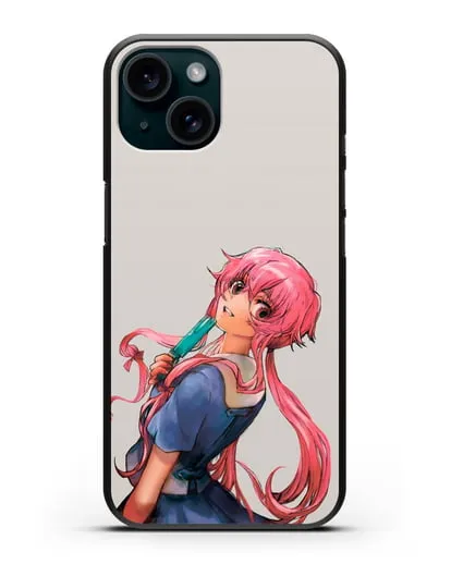 Чехол аниме Дневник Будущего - Юно Гасай силиконовый для iPhone 15