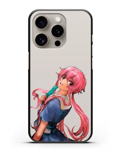 Чехол аниме Дневник Будущего - Юно Гасай силиконовый для iPhone 15 Pro