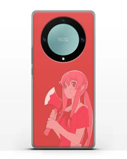 Чехол аниме Дневник Будущего - Юно с топором силиконовый для Honor X9a