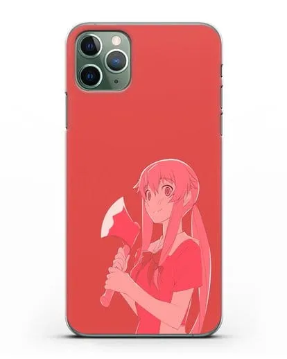 Чехол аниме Дневник Будущего - Юно с топором силиконовый для iPhone 11 Pro