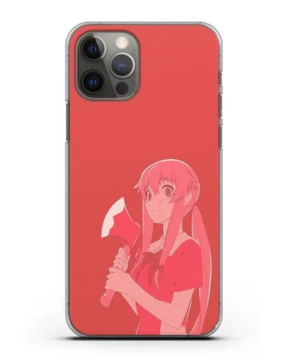 Чехол аниме Дневник Будущего - Юно с топором силиконовый для iPhone 12 Pro