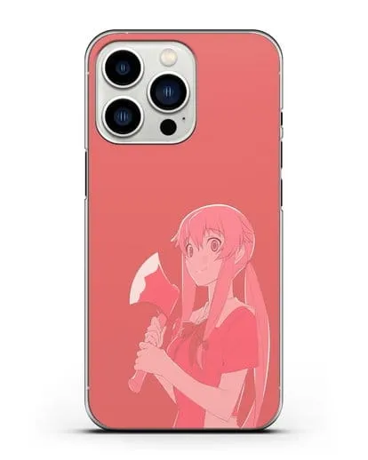 Чехол аниме Дневник Будущего - Юно с топором силиконовый для iPhone 13 Pro