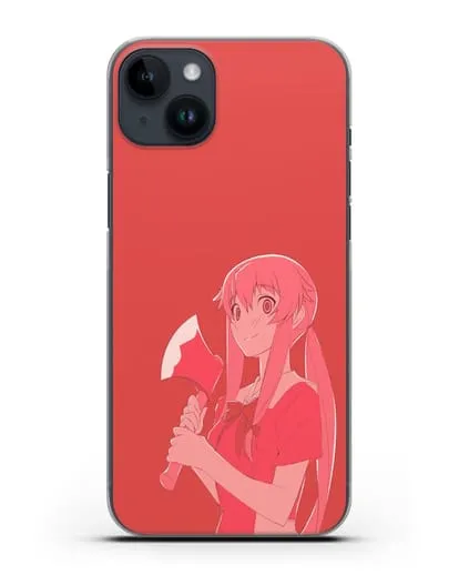 Чехол аниме Дневник Будущего - Юно с топором силиконовый для iPhone 14 Plus