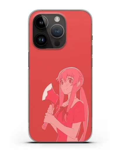 Чехол аниме Дневник Будущего - Юно с топором силиконовый для iPhone 14 Pro