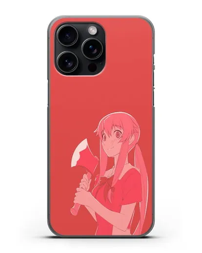 Чехол аниме Дневник Будущего - Юно с топором силиконовый для iPhone 15 Pro Max