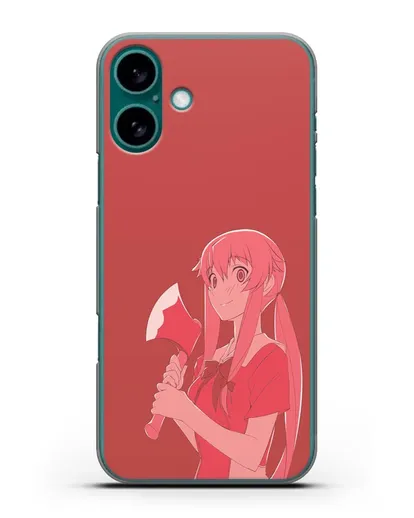 Чехол аниме Дневник Будущего - Юно с топором силиконовый для iPhone 16 Plus