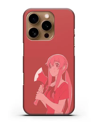 Чехол аниме Дневник Будущего - Юно с топором силиконовый для iPhone 16 Pro