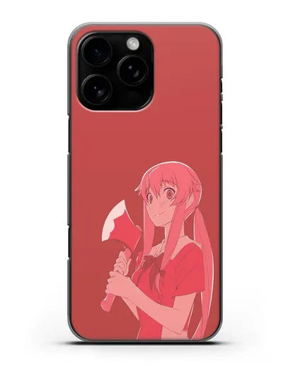 Чехол аниме Дневник Будущего - Юно с топором силиконовый для iPhone 16 Pro Max