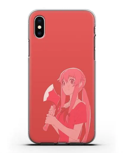 Чехол аниме Дневник Будущего - Юно с топором силиконовый для iPhone X