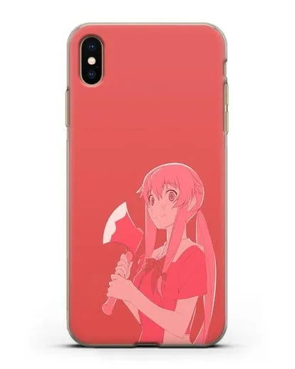 Чехол аниме Дневник Будущего - Юно с топором силиконовый для iPhone XS Max