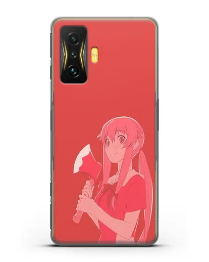 Чехол аниме Дневник Будущего - Юно с топором силиконовый для Xiaomi Poco F4 GT