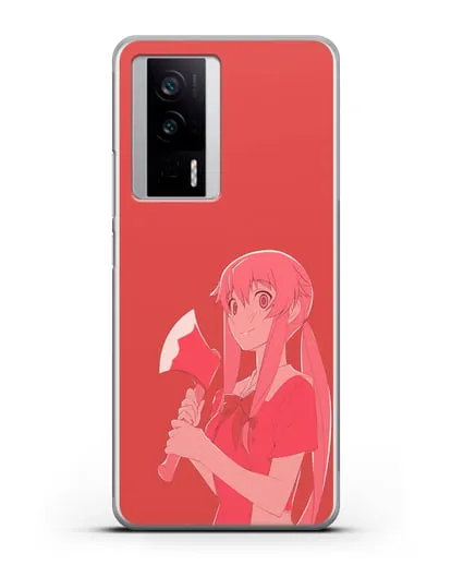 Чехол аниме Дневник Будущего - Юно с топором силиконовый для Xiaomi Poco F5 Pro