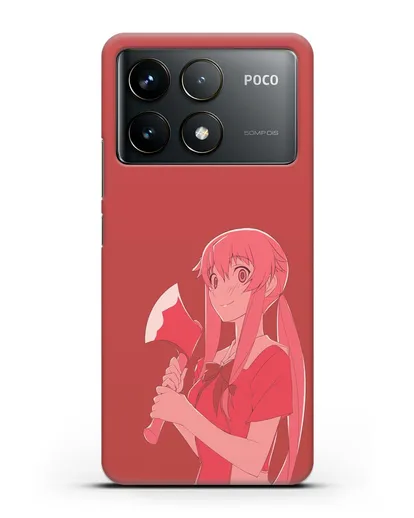 Чехол аниме Дневник Будущего - Юно с топором силиконовый для Xiaomi Poco F6 Pro