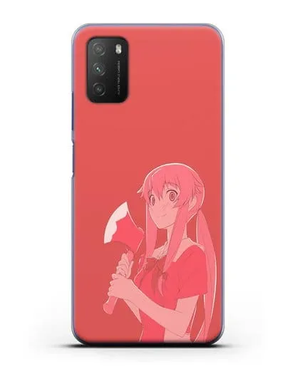 Чехол аниме Дневник Будущего - Юно с топором силиконовый для Xiaomi Poco M3