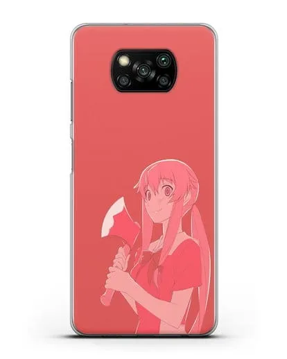 Чехол аниме Дневник Будущего - Юно с топором силиконовый для Xiaomi Poco X3