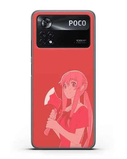 Чехол аниме Дневник Будущего - Юно с топором силиконовый для Xiaomi Poco X4 Pro