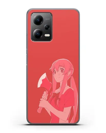 Чехол аниме Дневник Будущего - Юно с топором силиконовый для Xiaomi Poco X5