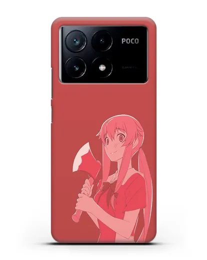 Чехол аниме Дневник Будущего - Юно с топором силиконовый для Xiaomi Poco X6 Pro