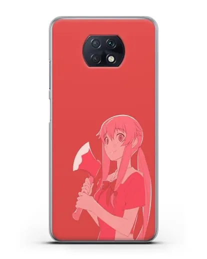 Чехол аниме Дневник Будущего - Юно с топором силиконовый для Xiaomi Redmi Note 9T