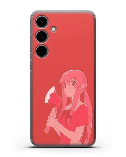 Чехол аниме Дневник Будущего - Юно с топором силиконовый для Samsung Galaxy S24 Plus