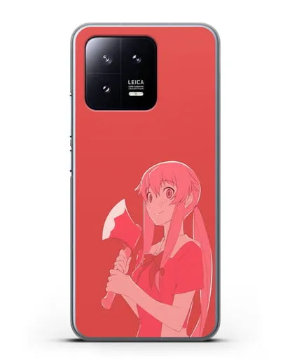 Чехол аниме Дневник Будущего - Юно с топором силиконовый для Xiaomi 13