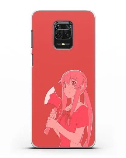 Чехол аниме Дневник Будущего - Юно с топором силиконовый для Xiaomi Redmi Note 9 Pro