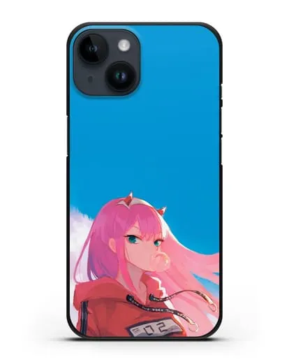 Чехол аниме Милый во Франксе - 02 в толстовке силиконовый для iPhone 14