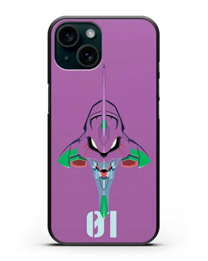 Чехол аниме Евангелион - Ева 01 силиконовый для iPhone 15