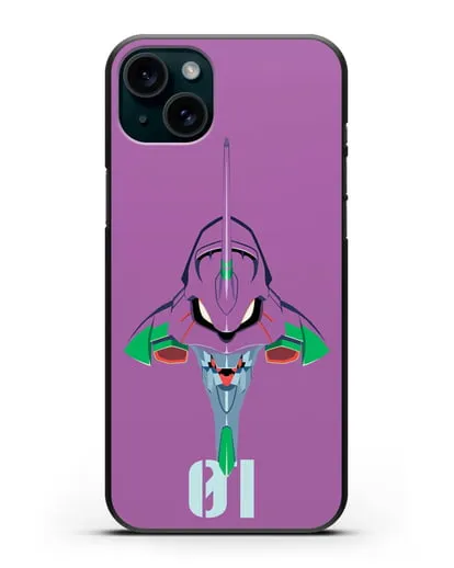 Чехол аниме Евангелион - Ева 01 силиконовый для iPhone 15 Plus