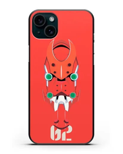 Чехол аниме Евангелион - Ева 02 силиконовый для iPhone 15 Plus