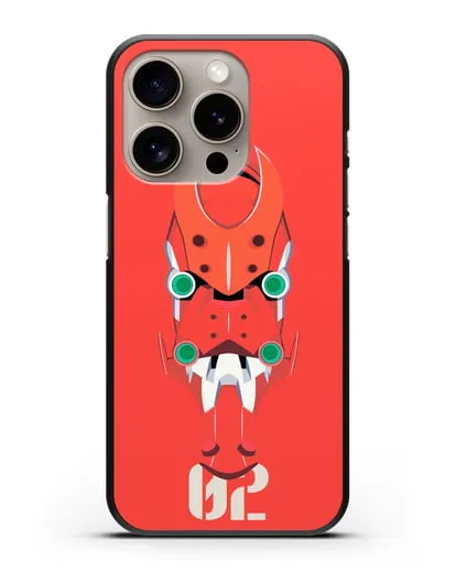 Чехол аниме Евангелион - Ева 02 силиконовый для iPhone 15 Pro