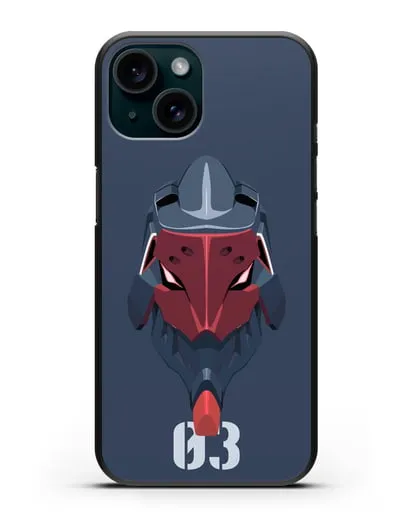 Чехол аниме Евангелион - Ева 03 силиконовый для iPhone 15