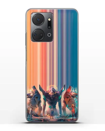 Чехол аниме Евангелион - Три Евы силиконовый для Honor X7a