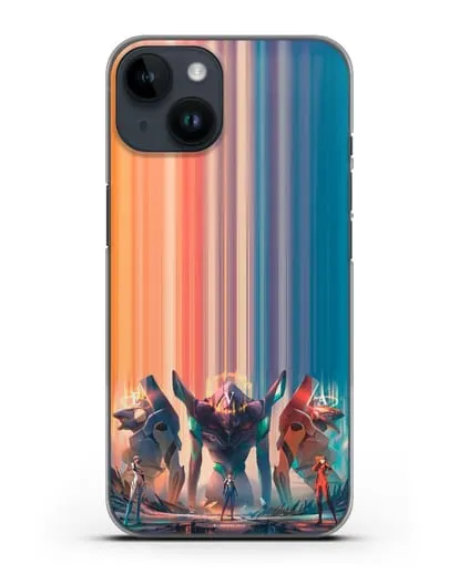 Чехол аниме Евангелион - Три Евы силиконовый для iPhone 14