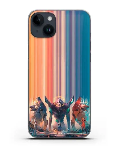 Чехол аниме Евангелион - Три Евы силиконовый для iPhone 14 Plus