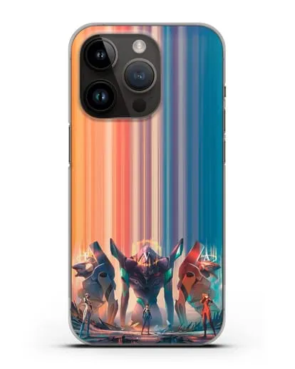 Чехол аниме Евангелион - Три Евы силиконовый для iPhone 14 Pro