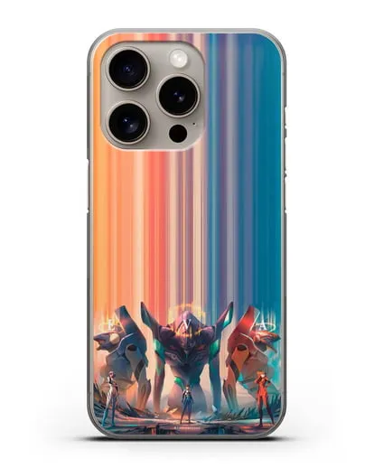 Чехол аниме Евангелион - Три Евы силиконовый для iPhone 15 Pro