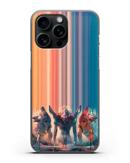 Чехол аниме Евангелион - Три Евы силиконовый для iPhone 15 Pro Max