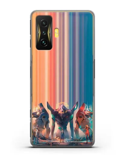 Чехол аниме Евангелион - Три Евы силиконовый для Xiaomi Poco F4 GT