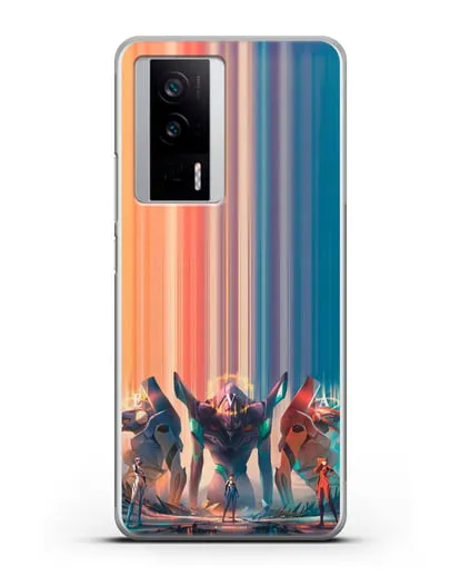 Чехол аниме Евангелион - Три Евы силиконовый для Xiaomi Poco F5 Pro