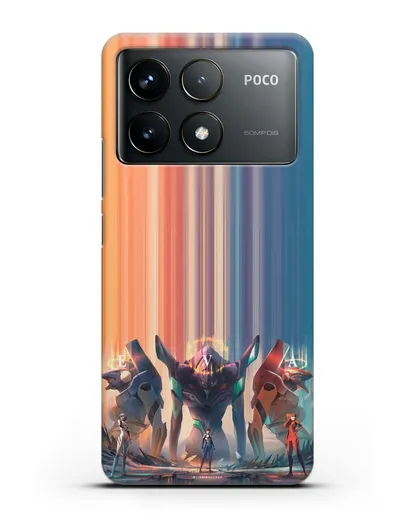 Чехол аниме Евангелион - Три Евы силиконовый для Xiaomi Poco F6 Pro