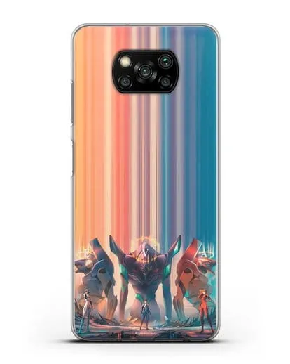 Чехол аниме Евангелион - Три Евы силиконовый для Xiaomi Poco X3 Pro