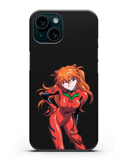 Чехол аниме Евангелион - Аска силиконовый для iPhone 15