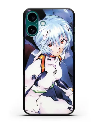 Чехол аниме Евангелион - Рей пилотирующая Еву силиконовый для iPhone 16 Plus